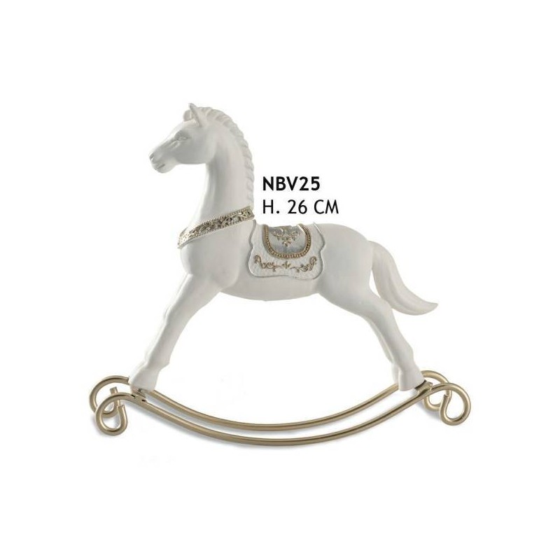 CAVALLO A DONDOLO BIANCO/OROGR H 26cm