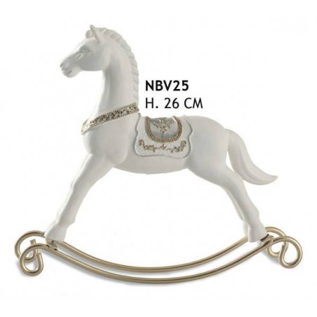 CAVALLO A DONDOLO BIANCO/OROGR H 26cm