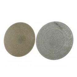 VASSOIO IN VETRO E GLITTER ø20 ORO/ARG ass.ti 1pz