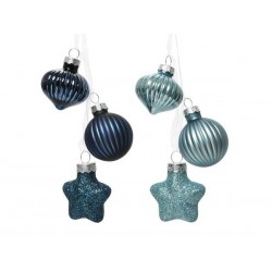 PENDENTI IN VETRO COLORI ASS.TI BLU C/GLITTER UN MAZZETTO DA 3pz