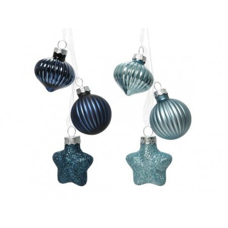 PENDENTI IN VETRO COLORI ASS.TI BLU C/GLITTER UN MAZZETTO DA 3pz