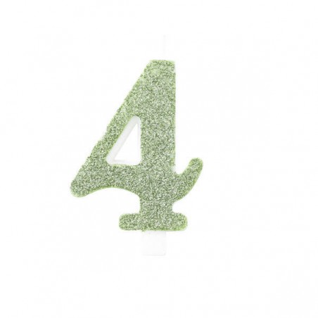 CANDELINA NUMERO 4 GLITTER SALVIA 9,5cm