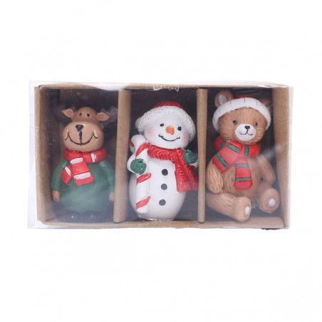 SET 3 DECO XMAS IN BOX 9cm