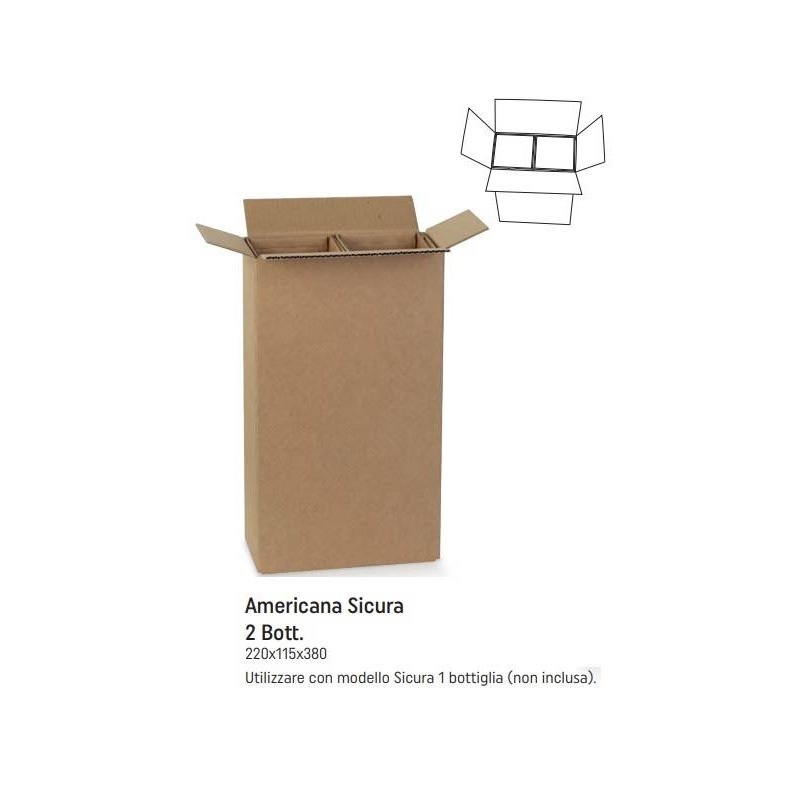 SCATOLA AMERICANA SICURA PORTA 2 BOTTIGLIE 22x11,5x38cm