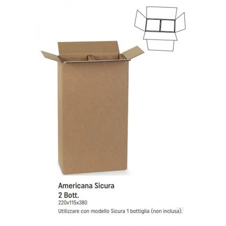 SCATOLA AMERICANA SICURA PORTA 2 BOTTIGLIE 22x11,5x38cm