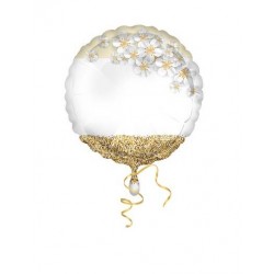 PALLONE MYLAR TONDO 18'' 45cm PERSONALIZZABILE GLITTER ORO