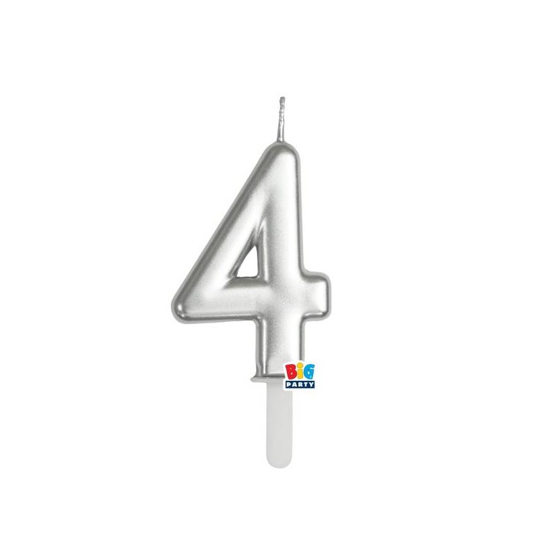 CANDELINA NUMERO 4 TINY PLUMP ARGENTO METAL 7cm