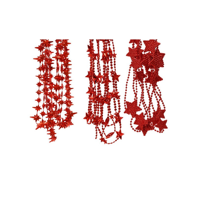 GHIRLANDA DI PERLINE 270cm ROSSO 3ass.ti