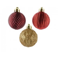 SET PALLINE ø4cm ROSSO/BORDO'/ORO 9pz