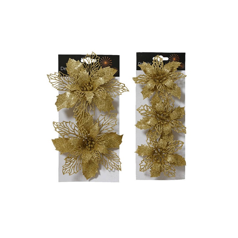 POINSETTIA C/CLIP 2ass.ti ORO 1PZ