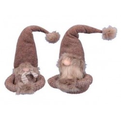 GNOMO MARRONE C/CAPPELLO SEDUTO ø13cm H.41cm ASS.TI 1pz