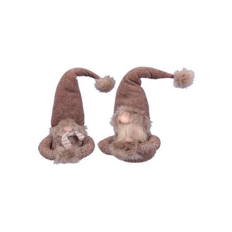 GNOMO MARRONE C/CAPPELLO SEDUTO ø13cm H.41cm ASS.TI 1pz