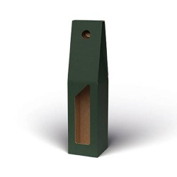 SCATOLA 1 BOTTIGLIA C/MAN. E FIN. 9x9x38cm VERDE LISCIA