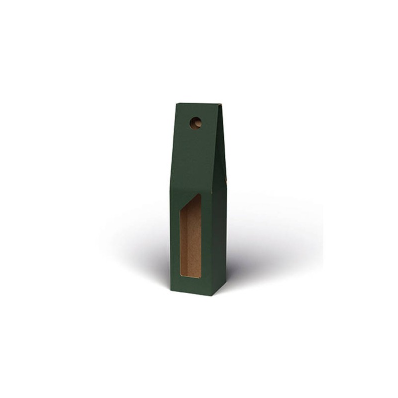 SCATOLA 1 BOTTIGLIA C/MAN. E FIN. 9x9x38cm VERDE LISCIA