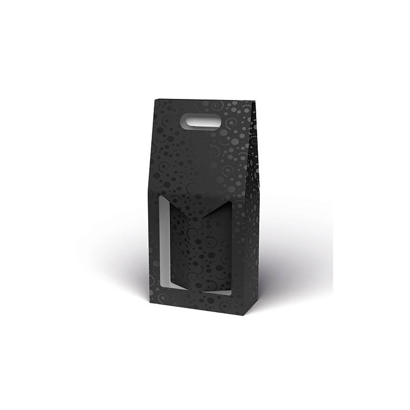 SCATOLA 2 BOTTIGLIE C/MAN. E FIN. 18x9x38cm NERO SPOT