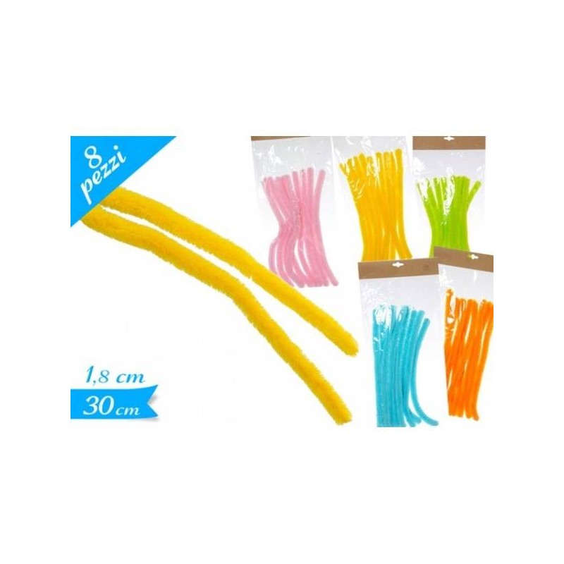 FILI COLORATI CON ANIMA IN METALLO 1,8x30cm COLORI ASS.TI 8pz