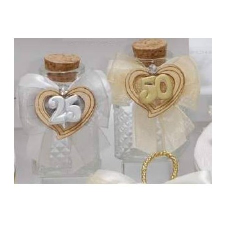 VASETTO VETRO 5x5cm C/APPL. CUORE 25° ANNIVERSARIO