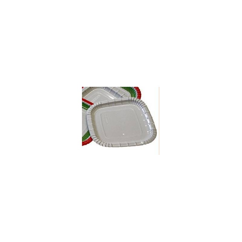 PIATTI QUADRATI BIANCHI CARTONCINO 24X24 50pz