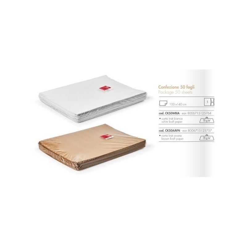 CARTA DA IMBALLAGGIO BIANCA 100x140cm 50fg 70gr