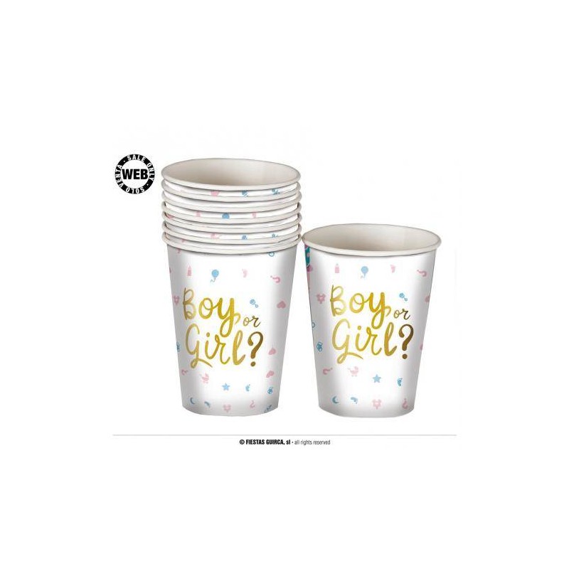 BICCHIERI CARTA BOY OR GIRL STAMPA HOT GOLD 6pz