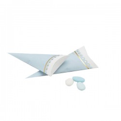 CONI CARTA  STAMPA AZZURRO/ORO 8x17cm 10pz