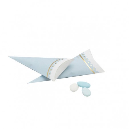 CONI CARTA  STAMPA AZZURRO/ORO 8x17cm 10pz