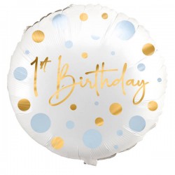 PALLONE MYLAR FIRST BIRTHDAY AZZURRO ø45cm