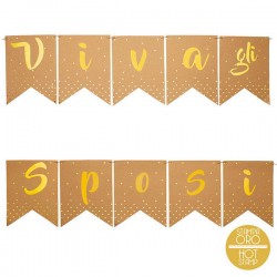 BANDIERINA KRAFT STAMPA ORO W GLI SPOSI 2,6mt