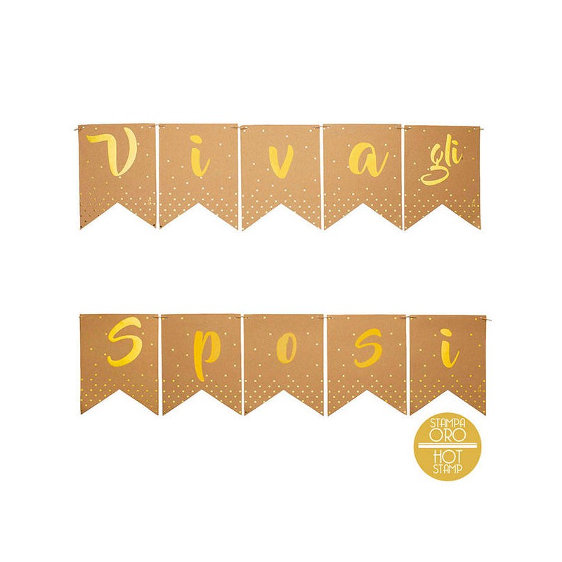BANDIERINA KRAFT STAMPA ORO W GLI SPOSI 2,6mt