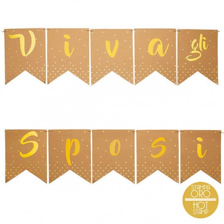 BANDIERINA KRAFT STAMPA ORO W GLI SPOSI 2,6mt