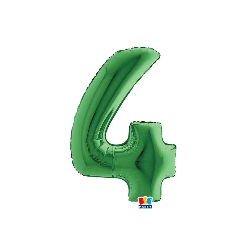 PALLONE NUMERO 4 MYLAR 102cm 40 VERDE