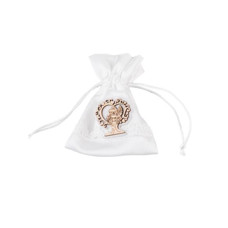 SACCHETTO BIANCO CON CALICE LEGNO H.11cm 6pz
