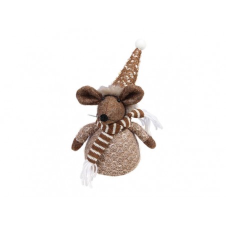 TOPOLINO BROWN CON CAPPELLO E SCIARPA 25cm
