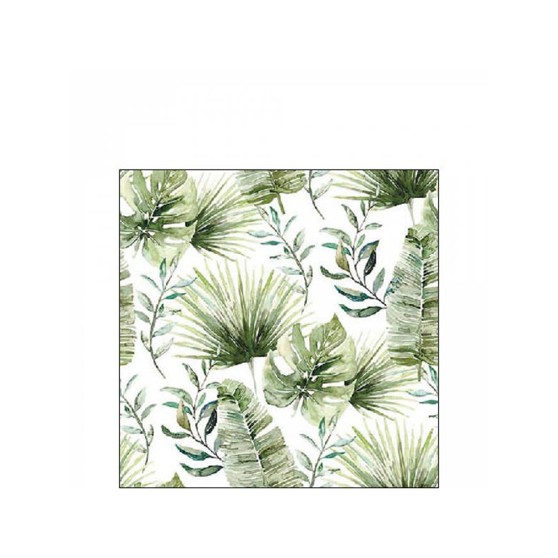 TOVAGLIOLI 25x25 JUNGLE LEAVES WHITE 20pz