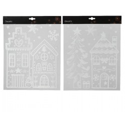 VETROFANIA STICKER GLITTER WHITE 2ass 28x34cm