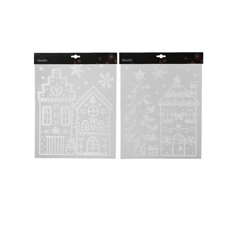VETROFANIA STICKER GLITTER WHITE 2ass 28x34cm