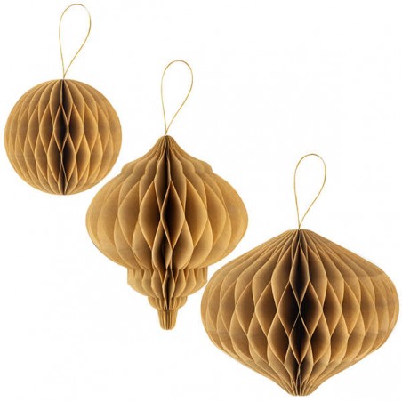 DECORAZIONI CARTA 15/20/25cm KRAFT ORO 3pz