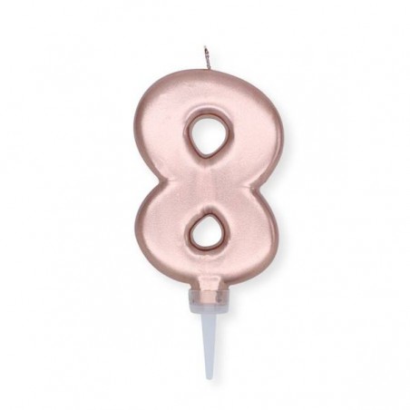 CANDELINA NUMERO 8 ROSE GOLD METAL 10cm