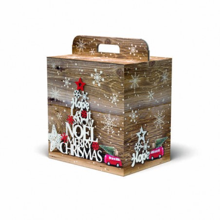 SCATOLA REGALO C/MANIGLIA LINEA 200 33x24x34cm SNOWFLAKES PORTATA 6kg