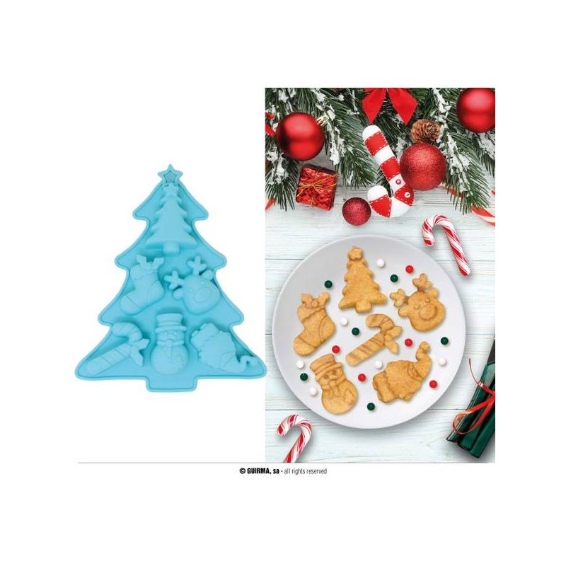 STAMPO ALBERO PER 6 BISCOTTI IN SILICONE