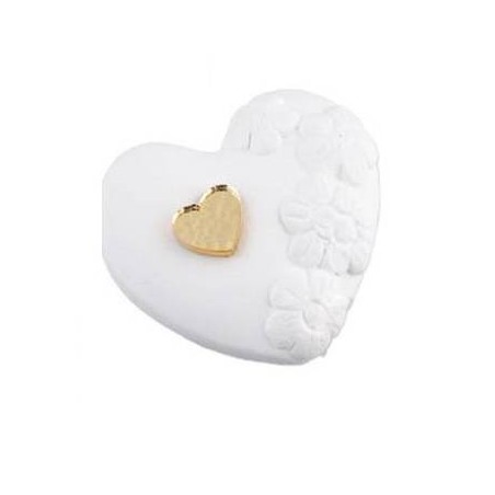 MAGNETE CUORE IN GESSO E PLEXI H.3cm BIA-ORO 6pz