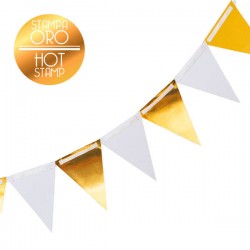 FESTONE BANDIERINE BIANCO/ORO 3mt