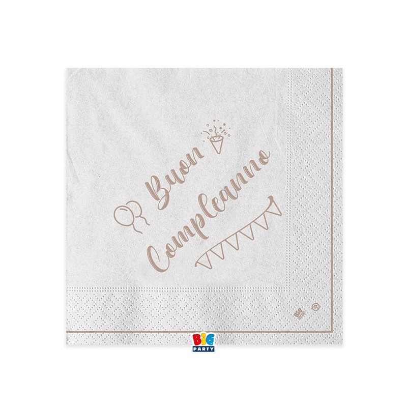 TOVAGLIOLI 33x33 BUON COMPLEANNO KRAFT 20pz