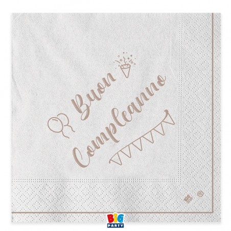 TOVAGLIOLI 33x33 BUON COMPLEANNO KRAFT 20pz