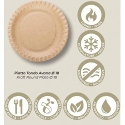 PIATTO TONDO AVANA CARTONCINO ø18 50pz STREET FOOD