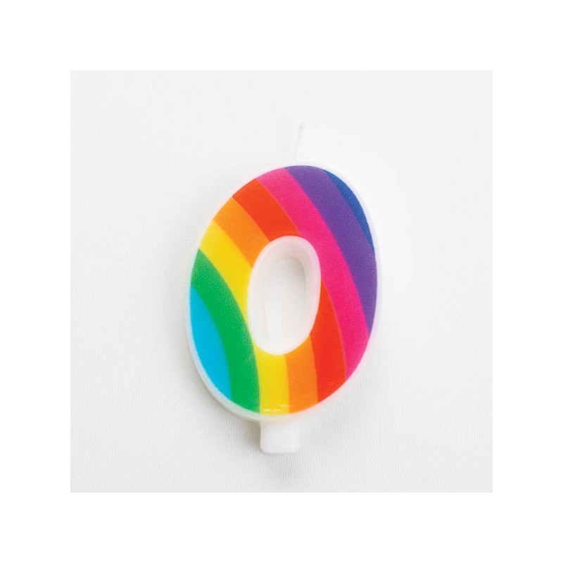 CANDELINA NUMERO 0 SCINTILLANTI RAINBOW 9,5cm