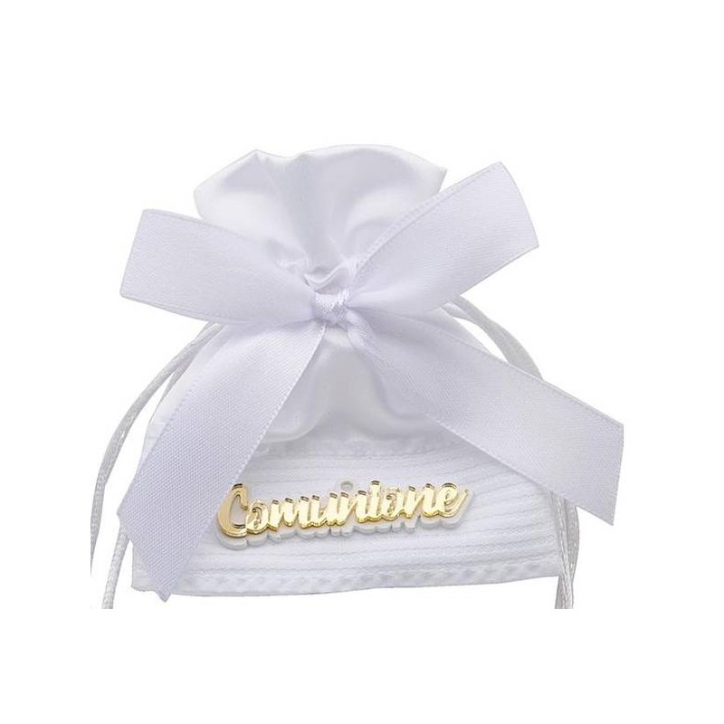 SACCHETTO BIANCO 9x12cm C/SCRITTA COMUNIONE 12pz