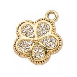 FIORE IN METALLO ORO C/STRASS 12pz