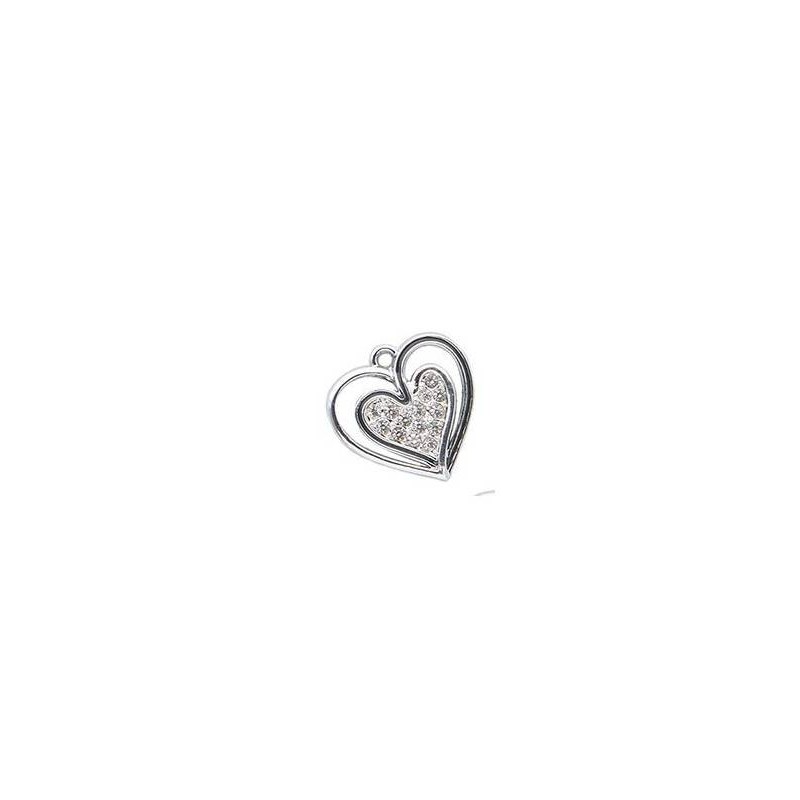 CUORE IN METALLO SILVER C/STRASS 12pz