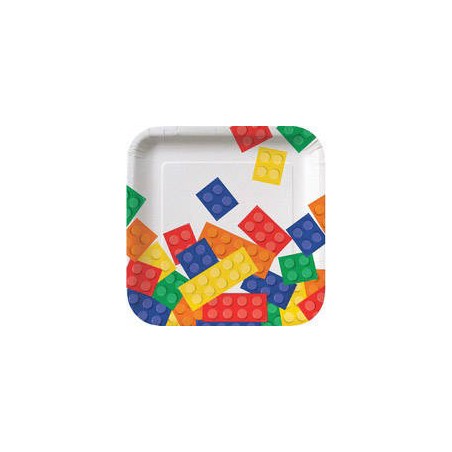 PIATTI QUADRATI DESSERT LEGO BLOCK PARTY 8pz